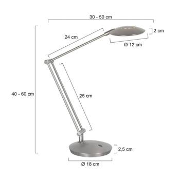 Zenith 2 LED íróasztal lámpa, acél, CCT, távirányító kép