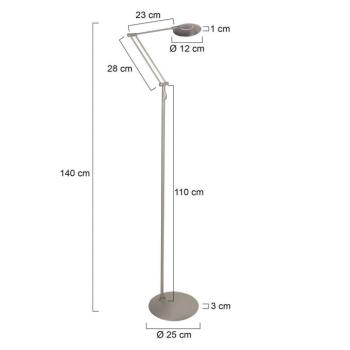 Zenith2 LED álló lámpa, 1 izzó, acél, CCT, távirányítóval kép