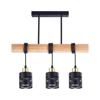 Zsinóros csillár ELEN 3xE27/35W/230V fekete/arany/barna ELEN PENDANT LIGHT 3BLACK WOOD kép